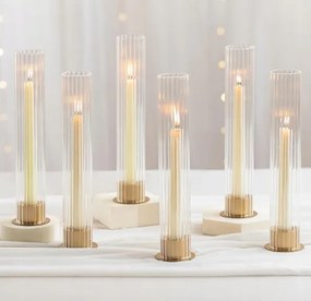 Arany hengeres gyertyatartó Nuptio üveg hurricane 30 cm 6db