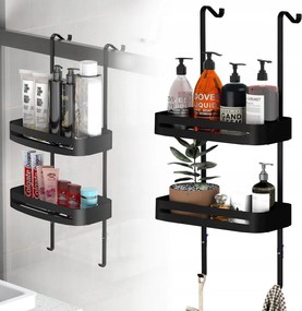 Fürdőszobai Polc zuhany alatt fürdőszoba akasztós-rozsdamentes acél-fekete