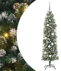 Mű Karcsú Karácsonyi Fa LED -es lámpákkal Zöld 180 cm PVC