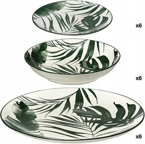 Palme étkészlet 18 részes fehér/zöld
