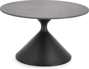 Fekete kerek dohányzóasztal márvány dekoros asztallappal ø 70 cm Joona – Bizzotto