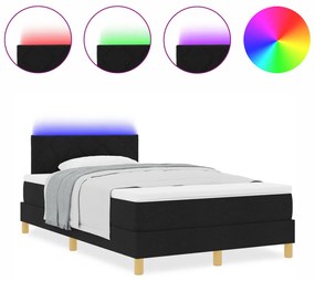 Box Spring Ágy Matrac és LED Fekete 120x200 cm Szövet
