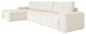Krémszínű kinyitható tárolóhelyes moduláris sarokkanapé (bal oldali) Lulu – Miuform