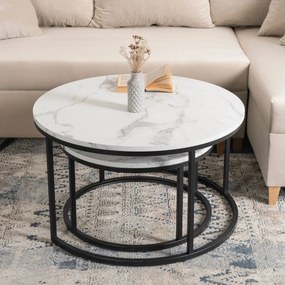 Dohányzóasztal Szett, Fehér Márvány DAFNE MAX