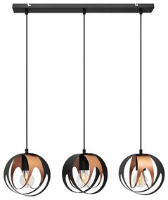 Csillár zsinóron MOONLIGHT 3xE27/15W/230V fekete/réz