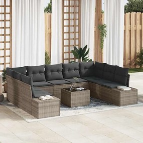 Kerti Kanapé Szett 10 pcs Szürke 289 x 209 x 85 cm Poli rattan