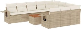 vidaXL 11 részes bézs polyrattan kerti ülőgarnitúra párnákkal