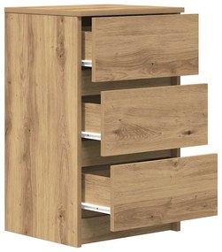 vidaXL 2 db kézműves tölgy éjjeliszekrények 3 fiókkal 39x35x65 cm