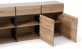 Gramon fiókos komód 225 cm - wotan tölgy / fekete