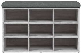 szürke sonoma színű szerelt fa cipőtároló pad 82 x 32 x 50 cm