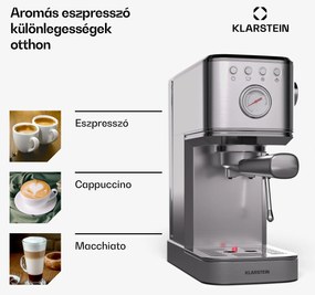 Klarstein SteelPresso Slim kávéfőző, portafilter, tartozékokkal együtt