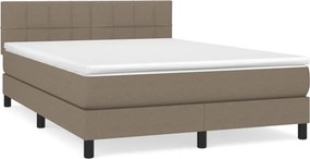 vidaXL tópszínű szövet rugós ágy matraccal 140 x 190 cm