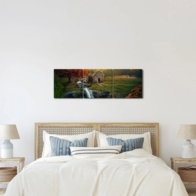 Egy ház képe egy mesebeli tájban (órával) (90x30 cm)