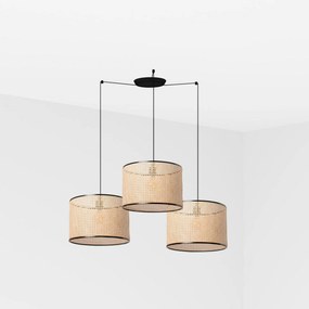 Faro Mambo függeszték fekete/rattan, 3x E27, átmérő 45 cm