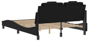 fekete ágykeret Viana LED-ekkel matrac nélkül 140 x 190 cm