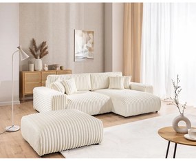 Krémszínű kordbársony lábtartó Justin – Ropez