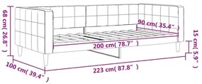 sárga bársony kanapéágy 90 x 200 cm