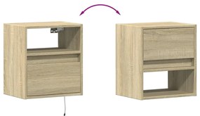 sonoma tölgy színű fali TV-szekrény LED-ekkel 41x31x45 cm