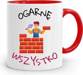 Piros Építőipari Bögre Barkácsoló Szakember Ajándék fényképes nyomtatással