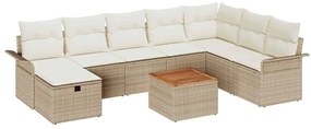 vidaXL Kerti Kanapé Szett párnával tárolóval 9 pcs Bézs Poli rattan