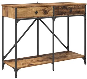 vidaXL Konzolasztal fiókkal Öreg fa 100 x 39 x 78,5 cm Faanyag