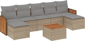 vidaXL 8 részes bézs polyrattan kerti ülőgarnitúra párnával