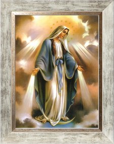 Szeplőtelen Szűzanya Vallásos Kép Fehér Díszkeretben 30X40