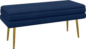 HOMCOM Tároló Pad, Párnázott Pad Tárolóhellyel, Bársonyos Kivitel, Ágy Pad Acél Lábbal, Cipő Pad, Tároló Pad Nappalira, Hálószobába, Kék, 100 x 37,5 x