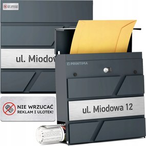 Nagy Levéltartó Doboz Házszámmal Antracit Barázdált Házszám