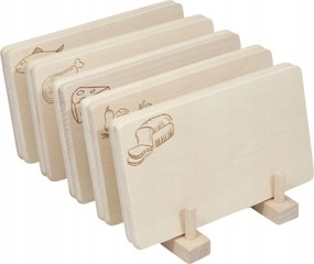 Vágódeszka Konyhai Gravírozó Fa 22x12x1 Állvány Szett 10DB