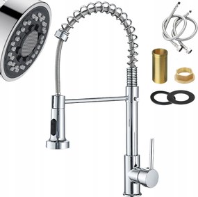 Konyhai Csaptelep Kihúzható Kifolyócsővel Króm Flexibilis Álló