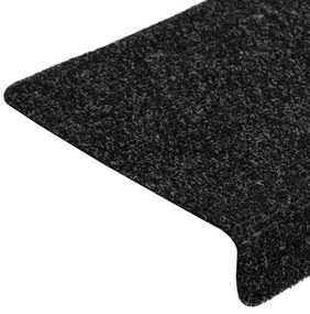5 db fekete tűlyukasztott lépcsőszőnyeg 65x21x4 cm