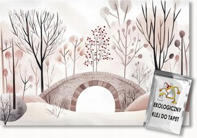 Fotótapéta Flizelina Gyerekek Séta Park Bokrok Fák Híd 150x105 ragasztó