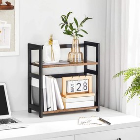 Fűszertartó asztali polc 2 szintes bambusz kerettel, 42 x 43 x 18 cm, arna-fekete