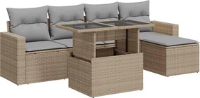 vidaXL 6 részes bézs polyrattan kerti ülőgarnitúra párnával