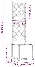 Kertész cserép rácsos változattal Fekete 40 x 40 x 143 cm PP