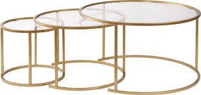 Aurum 80/60/42 arany dohányzóasztal, átlátszó üveglappal