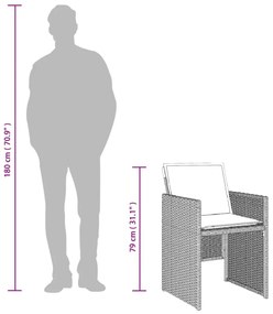 9részes világosszürke polyrattan kerti étkezőgarnitúra párnával