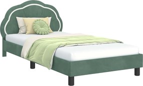 vidaXL Gyerekágy kerettel fejtámlával Tengeri Zöld 80 x 200 cm Bársony