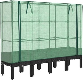 vidaXL rattan megjelenésű magaságyás melegháztakaróval 160x40x140 cm
