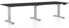 OfficeTech Long állítható magasságú asztal, 240 x 80 cm, szürke alap, fekete