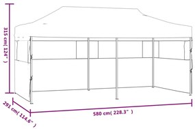 antracitszürke összecsukható rendezvénysátor oldalfalakkal 3x6m