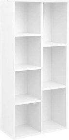 Könyvespolc, tároló 7 nyitott rekesszel, fehér