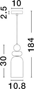 NOVA LUCE 9009235 MURANO Egyágú Függesztett Lámpa Üveg E14 IP20