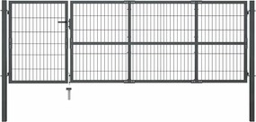 vidaXL antracit színű acél kerti kapu oszlopokkal 350 x 100 cm