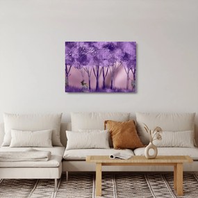 Kép - Szarvasok egy varázslatos erdőben (üvegen) (70x50 cm)