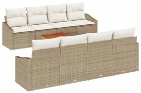 vidaXL Kerti Kanapé Szett párnával 9 pcs Bézs polirattan