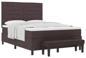 Boxspring ágy matraccal és paddal Sötétbarna 140x200 cm Szövet