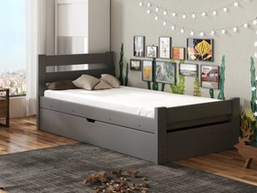 Gyerekágy 90 x 200 cm Nia (ágyráccsal és tárolóhellyel) (grafit). 1012962