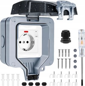 Falra szerelhető szimpla hermetikus aljzat kapcsolóval IP66 aljzat